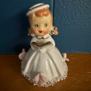 Lefton Bell Choir Girl - White and Pink, Spaghetti Trim